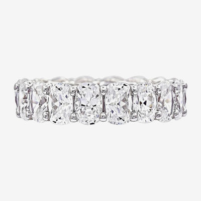 Diamonart Womens Cubic Zirconia Sterling Silver Oval Eternity Band