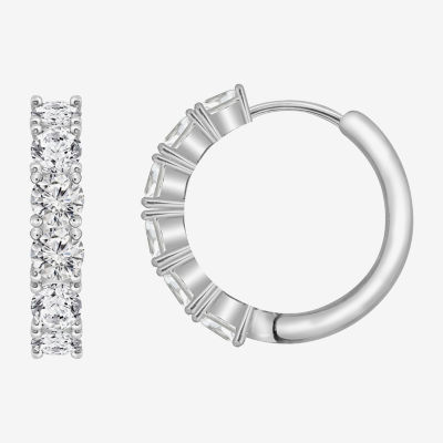 Diamonart White Cubic Zirconia Sterling Silver 21.3mm Hoop Earrings