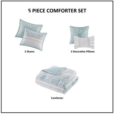 Madison Park Evian Seersucker 5-pc. Midweight Comforter Set