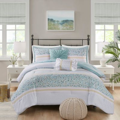 Madison Park Evian Seersucker 5-pc. Midweight Comforter Set