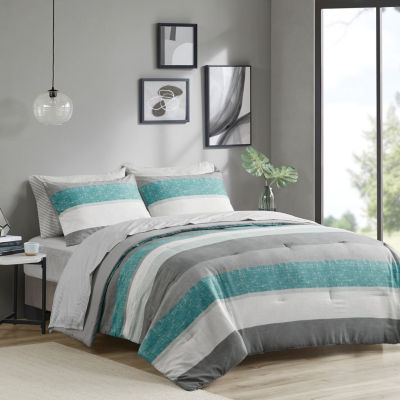 Madison Park Essentials Deacon Modern Stripe Comforter Set with Sheets