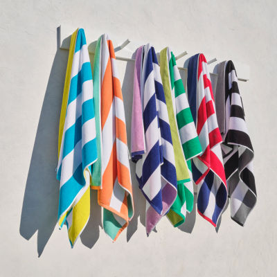 Outdoor Oasis Reversible Cabana Stripe Black And Gray Beach Towel