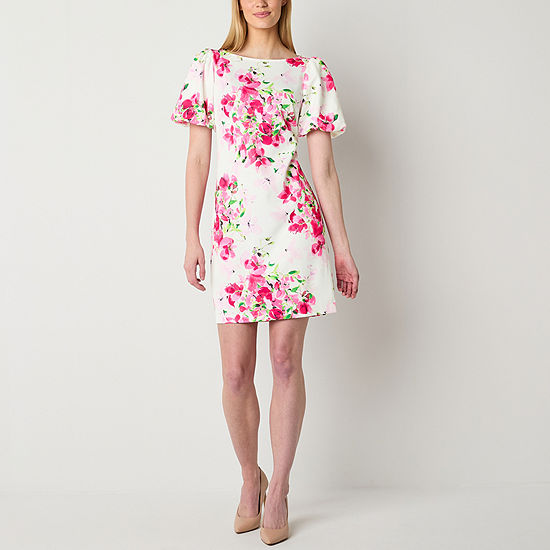 Jessica Howard Short Sleeve Floral Sheath Dress, Color: Fuchsia - JCPenney