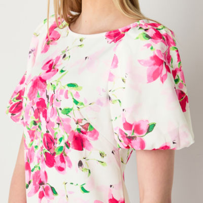 Jessica Howard Short Sleeve Floral Sheath Dress