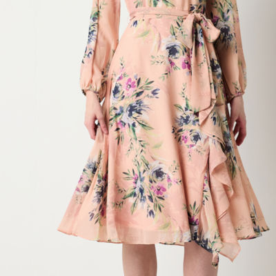 Jessica Howard Long Sleeve Floral Midi Fit + Flare Dress