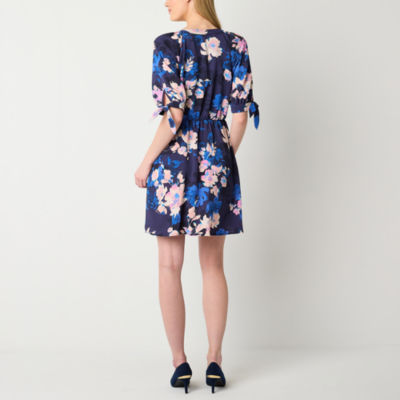 Jessica Howard Short Sleeve Floral Fit + Flare Dress