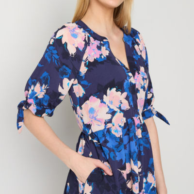 Jessica Howard Short Sleeve Floral Fit + Flare Dress