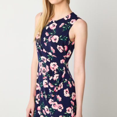 Jessica Howard Womens Sleeveless Floral Fit + Flare Dress