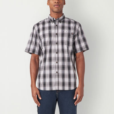 Dickies Flex Mens Relaxed Fit Short Sleeve Plaid Button-Down Shirt