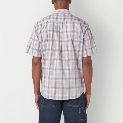 Dickies Flex Mens Relaxed Fit Short Sleeve Plaid Button-Down Shirt