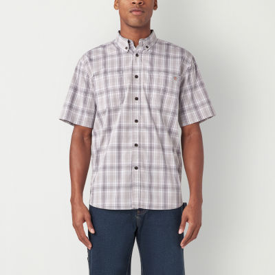 Dickies Flex Mens Relaxed Fit Short Sleeve Plaid Button-Down Shirt