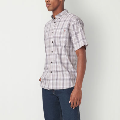 Dickies Flex Mens Relaxed Fit Short Sleeve Plaid Button-Down Shirt