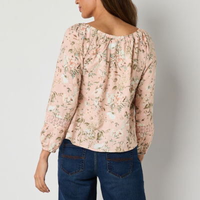 Frye and Co. Womens Round Neck 3/4 Sleeve Blouse