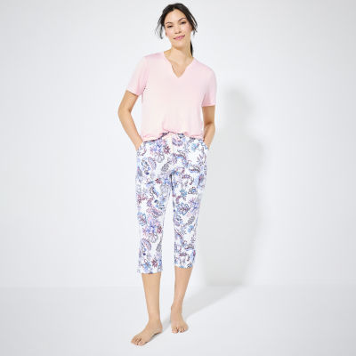 Liz Claiborne Cool and Calm Womens 2-pc. Short Sleeve Capri Pajama Set