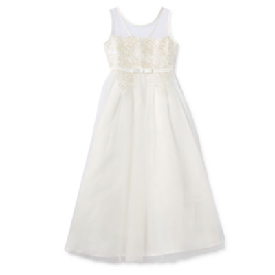 American Glamour Badgley Mischka Communion Little & Big Girls Sleeveless Flower Girl Maxi Dress