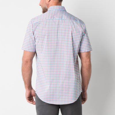 St. John's Bay Performance Mens Short Sleeve Slim Fit Wrinkle Free Button-Down Shirt