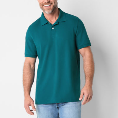 St. John's Bay Premium Mens Classic Fit Easy-on + Easy-off Adaptive Short Sleeve Polo Shirt