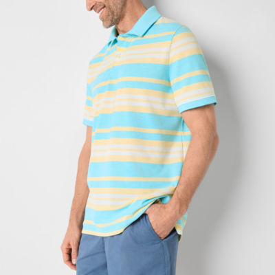 St. John's Bay Essential Striped Oxford Mens Classic Fit Short Sleeve Polo Shirt