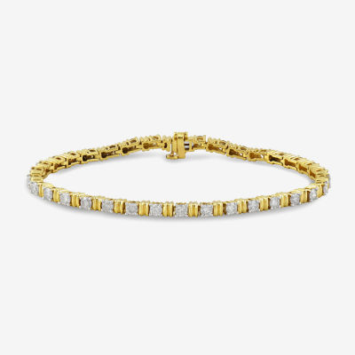 (I / I2) Womens 3 CT. T.W. Lab Grown White Diamond 14K Gold Over Silver Tennis Bracelet