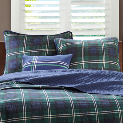 Intelligent Design Cameron Plaid Quilt Set with Throw Pillow