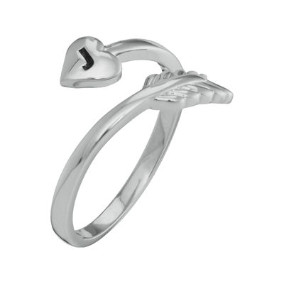 Personalized 10K White Gold Bypass Arrow Initial Ring