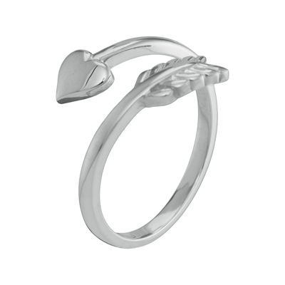 Personalized 10K White Gold Bypass Arrow Initial Ring