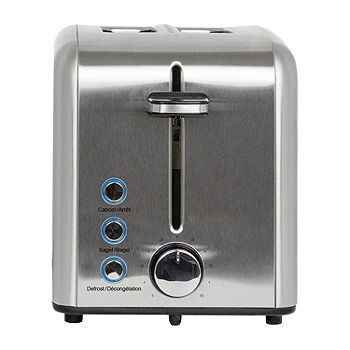 Basics 2 Slice, Extra-Wide Slot Toaster with 6 Shade Settings, Black  & Silver
