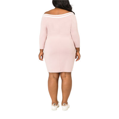 Poetic Justice Womens Plus Long Sleeve Sheath Dress