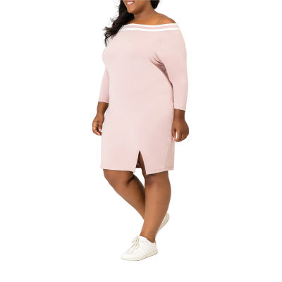 Poetic Justice Womens Plus Long Sleeve Sheath Dress