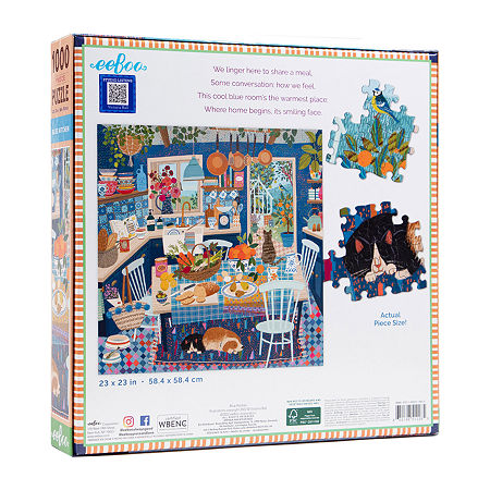 Eeboo Piece And Love Blue Kitchen 1000 Piece Square Adult Jigsaw Puzzle Puzzle, One Size