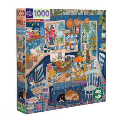 Eeboo Piece And Love Blue Kitchen 1000 Piece Square Adult Jigsaw 1000-pc. Puzzle
