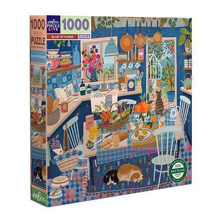 Eeboo Piece And Love Blue Kitchen 1000 Piece Square Adult Jigsaw Puzzle Puzzle, One Size