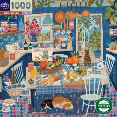 Eeboo Piece And Love Blue Kitchen 1000 Piece Square Adult Jigsaw 1000-pc. Puzzle