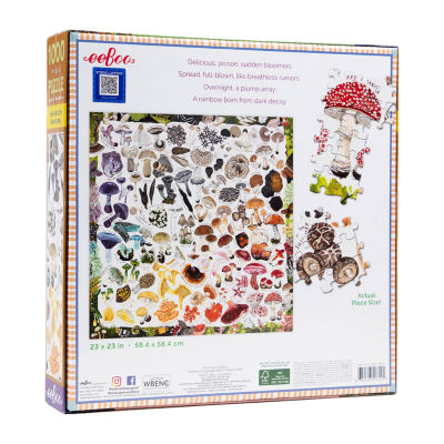 Eeboo Piece And Love Mushroom Rainbow 1000 Piece Square Adult Jigsaw Puzzle Puzzle