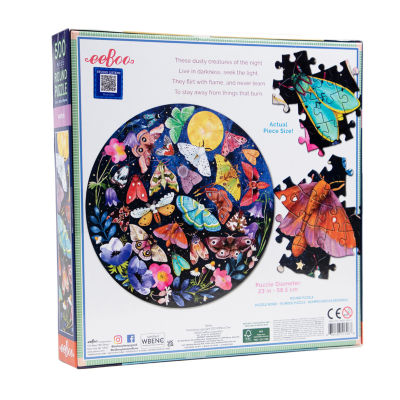 Eeboo Piece And Love Moths 500 Piece Round Adult Jigsaw Puzzle Puzzle