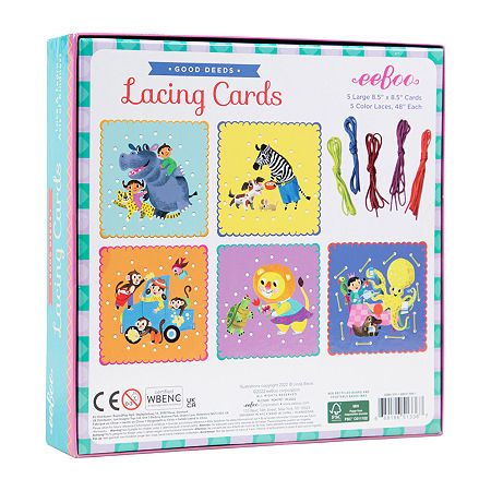 Eeboo Good Deeds Lacing Cards (Set Of 5 Cards) 10-pc. Card Game, One Size