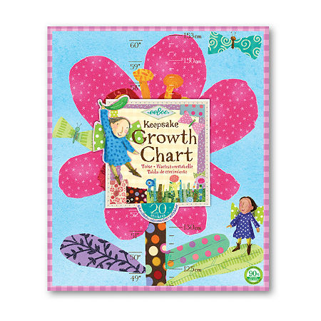 Eeboo Hot Pink Flower Growth Chart For Girls Responsibility Chart, One Size