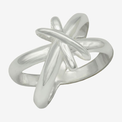 Sparkle Allure Womens 5.5MM Cubic Zirconia Pure Silver Over Brass Crossover Band