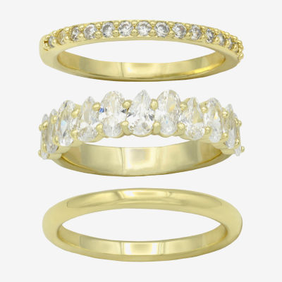 Sparkle Allure Womens 8MM Cubic Zirconia 14K Gold Over Brass Marquise Eternity Band