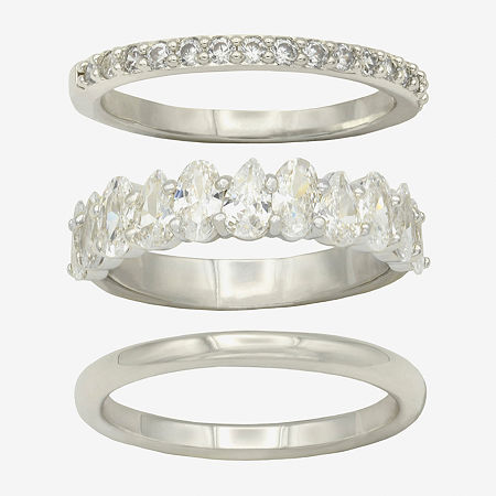 Sparkle Allure Womens 8MM Cubic Zirconia Pure Silver Over Brass Marquise Eternity Band, 7