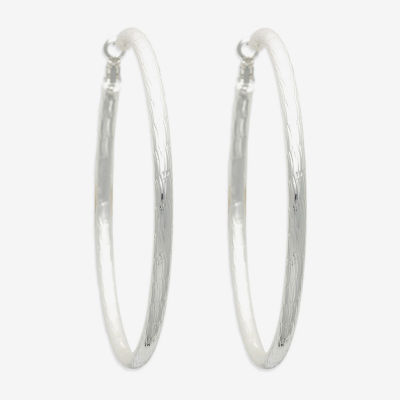 Bold Elements Silver Tone 79.2mm Hoop Earrings