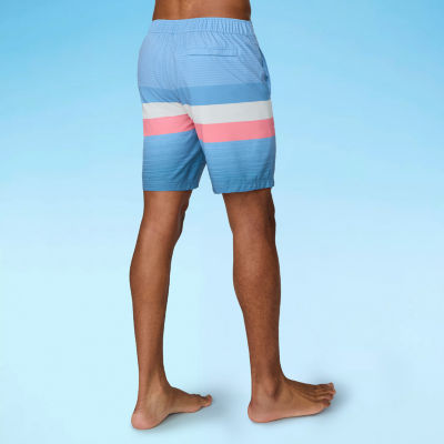 Free Country Mens Drawstring Waist Quick Dry Striped Board Shorts
