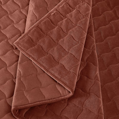 Brooklyn Loom Matte Cotton Velvet Wavy Stitch Easy Care Quilt Set