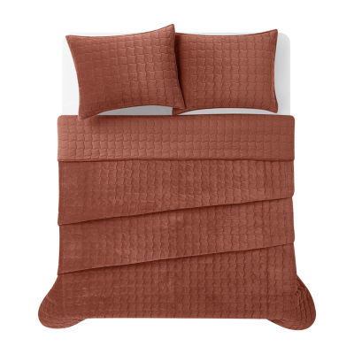 Brooklyn Loom Matte Cotton Velvet Wavy Stitch Easy Care Quilt Set