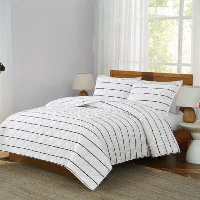 Brooklyn Loom Hayward Stripe Easy Care Quilt Set
