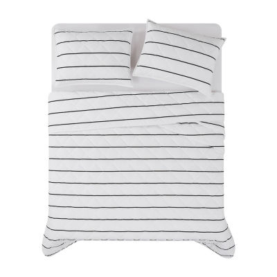 Brooklyn Loom Hayward Stripe Easy Care Quilt Set