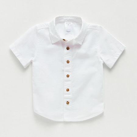 Okie Dokie Adaptive Toddler Boys Easy-on + Easy-off Short Sleeve Button-Down Shirt, 3t, White