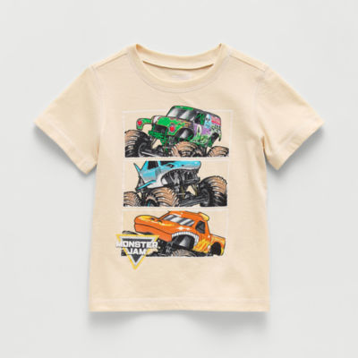 Hot Wheels Toddler Boys Crew Neck Short Sleeve Regular Fit Monster Jam Graphic T-Shirt