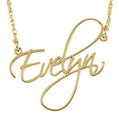 Personalized 27mm Cursive Name Pendant Necklace