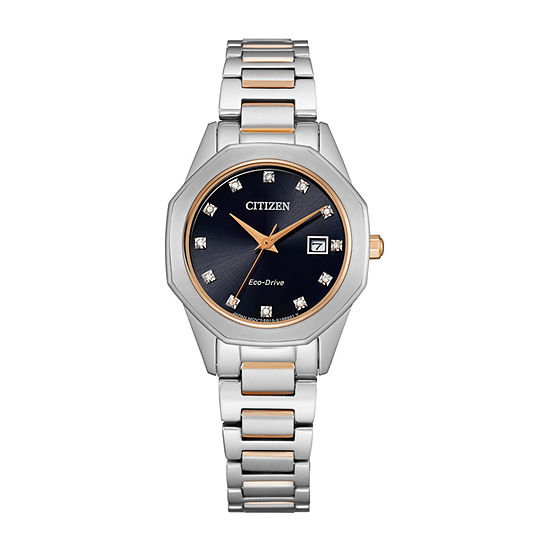 Citizen Corso Womens Diamond Accent Two Tone Stainless Steel Bracelet Watch Ew2586-58e